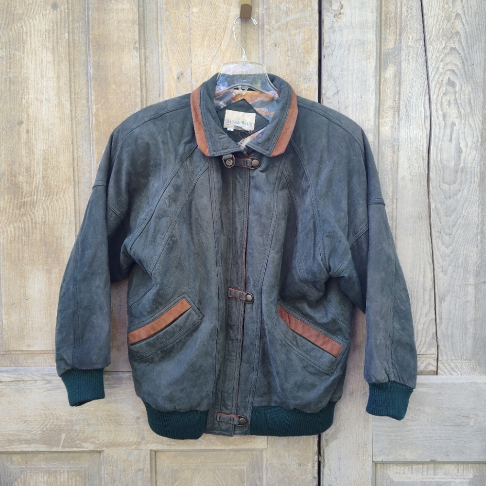 Vintage Green Leather Coat